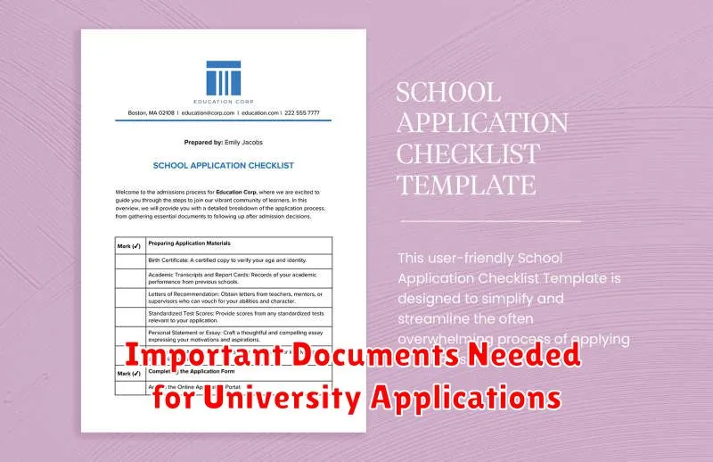 Important Documents Needed for University Applications